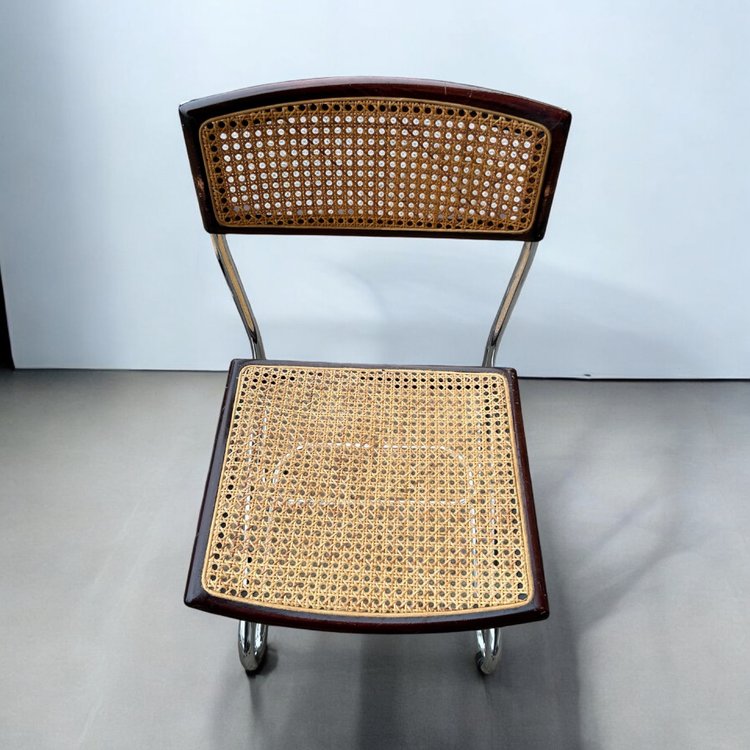 Suite De Quatre Chaises Tubulaires Vintage Italie Style Bauhaus Marcel Breuer Vers 1970