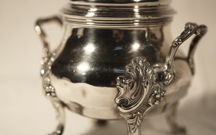 Solid silver sugar pot  450 g 19th century