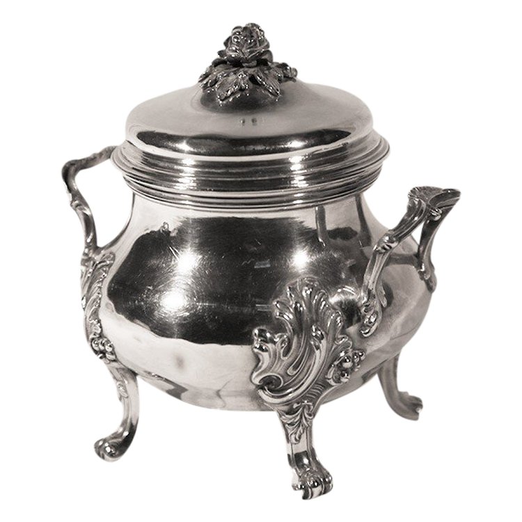 Solid silver sugar pot  450 g 19th century