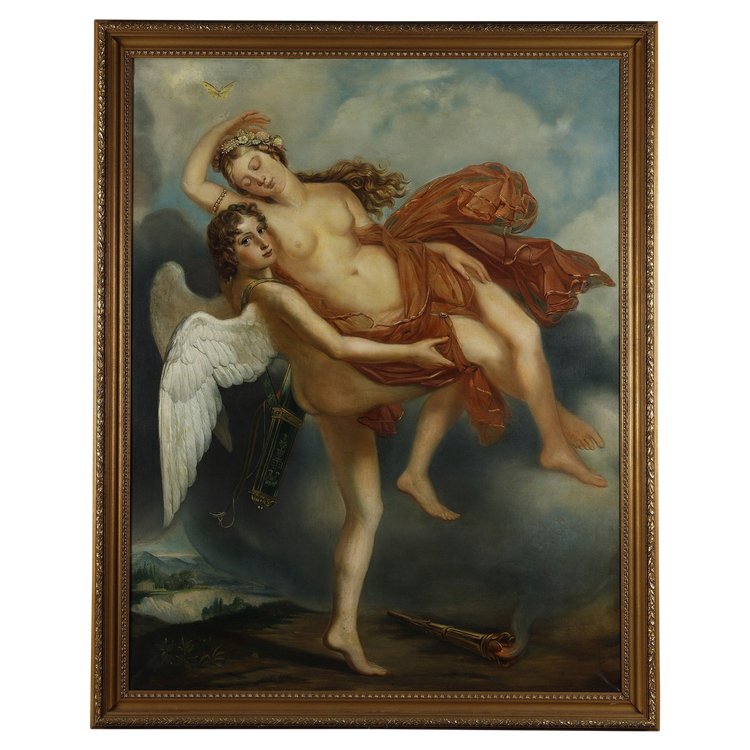 Quadro molto grande di Psiche e Amore della scuola neoclassica francese