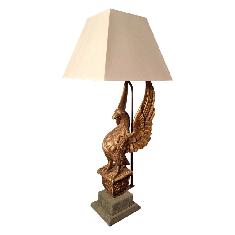 Lampe aigle en bois doré d’époque XIXème siècle.