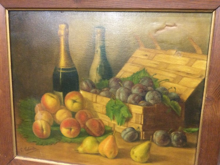 Nature morte au champagne. L. CABANIER 