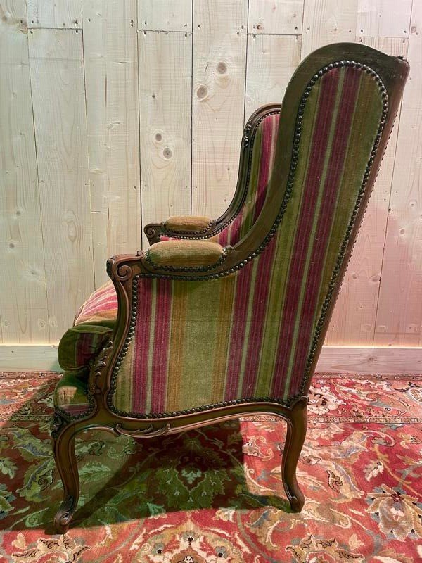 Fauteuil - Bergère à oreilles de style Louis XV 