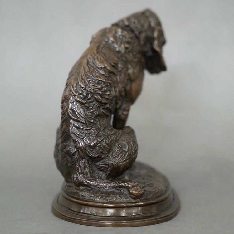 Sculpture - Sitting Terrier Dog , Emmanuel Fremiet (1824-1910) - Bronze