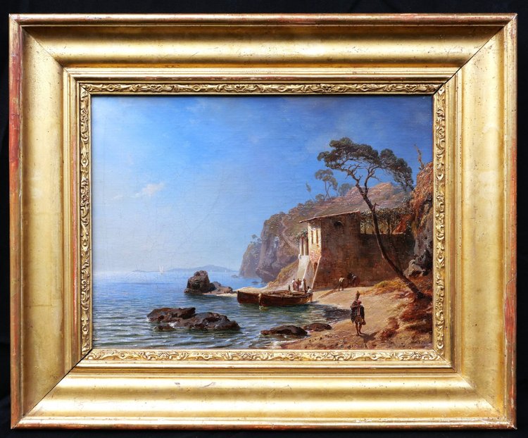 Charles Henry Stock, Lively View Of The Gulf Of La Spezia From Lerici (italy)