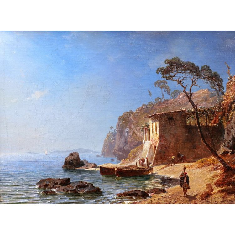 Charles Henry Stock, Lively View Of The Gulf Of La Spezia From Lerici (italy)