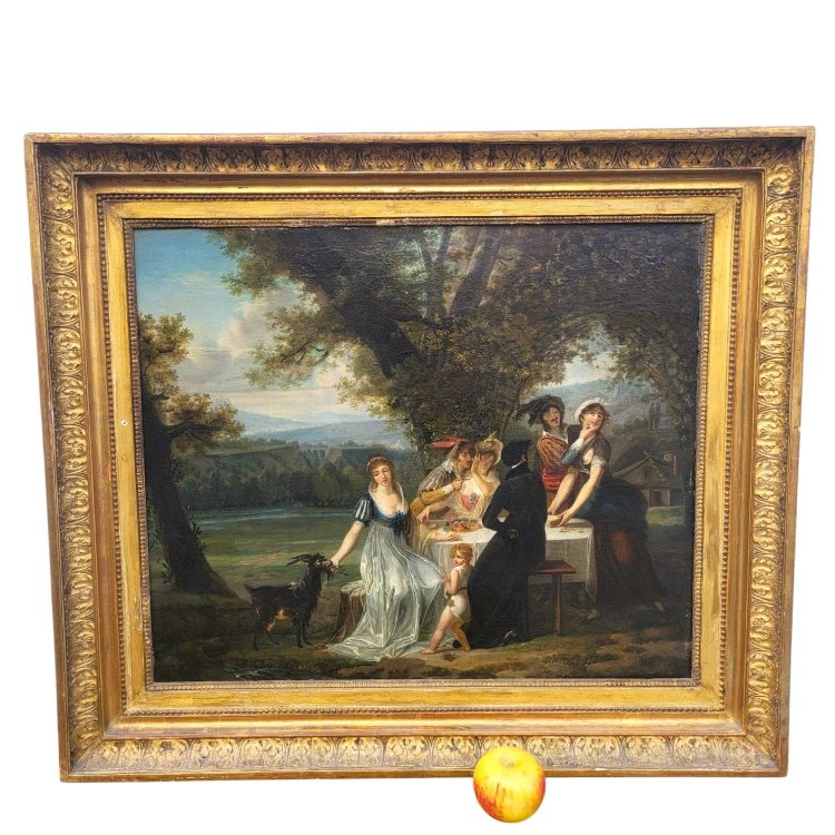 Country Picnic, Framed Hst, Early 19th Century