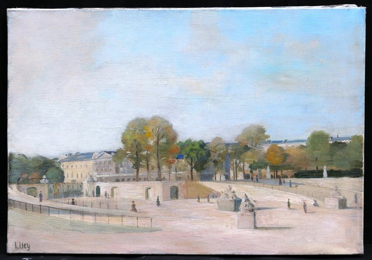 French School Circa 1930, Lively View Of The Tuileries Garden At The Fer à Cheval