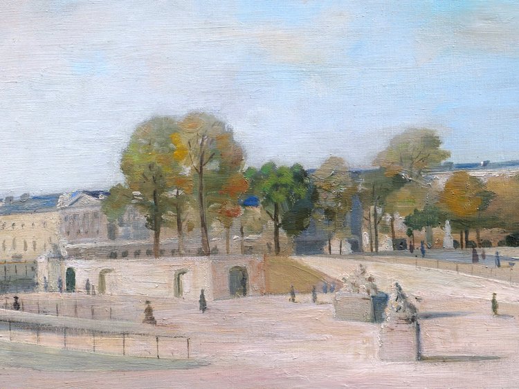 French School Circa 1930, Lively View Of The Tuileries Garden At The Fer à Cheval