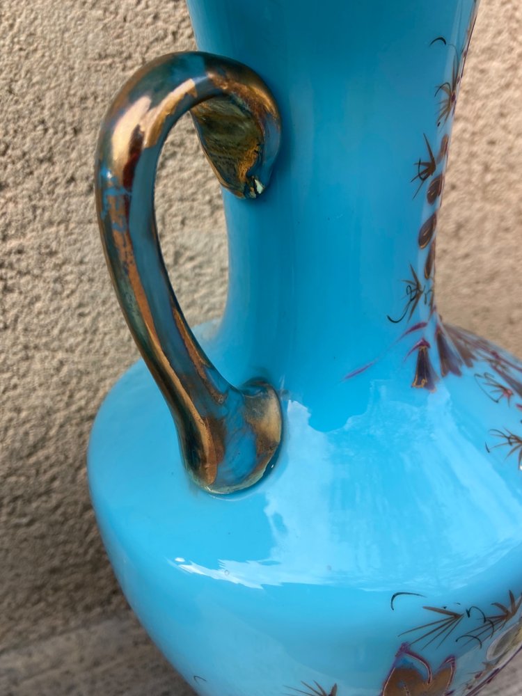 Pair of 19th century blue opaline vases.