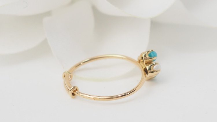 Yellow Gold, Cultured Pearl and Turquoise Ring