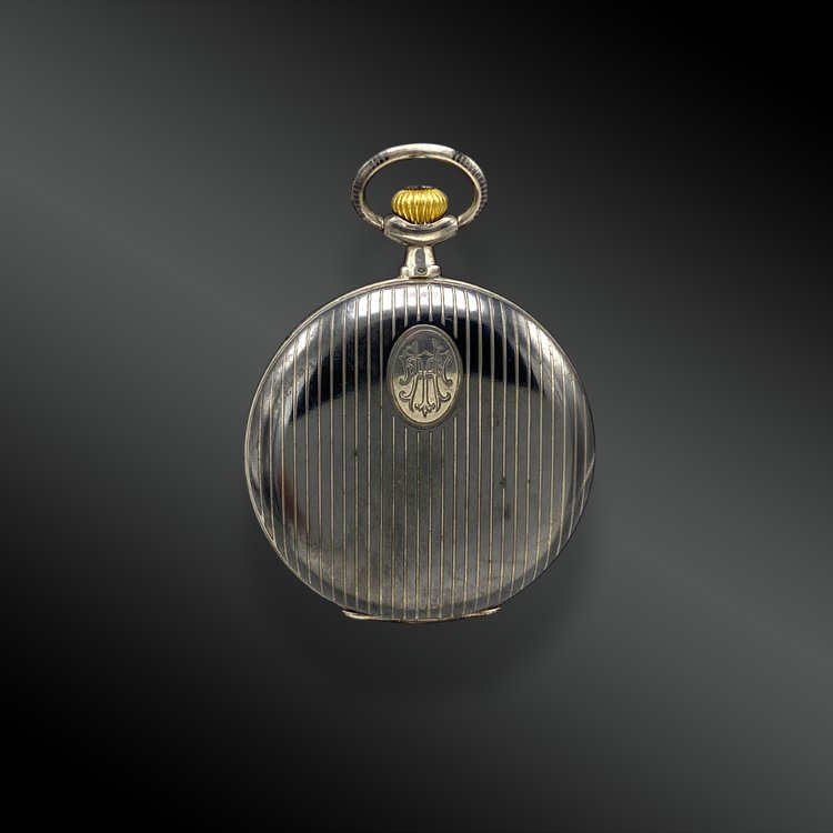 Pocket watch in niello silver, LIP Common type 20th century