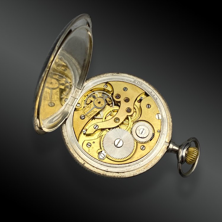 Pocket watch in niello silver, LIP Common type 20th century