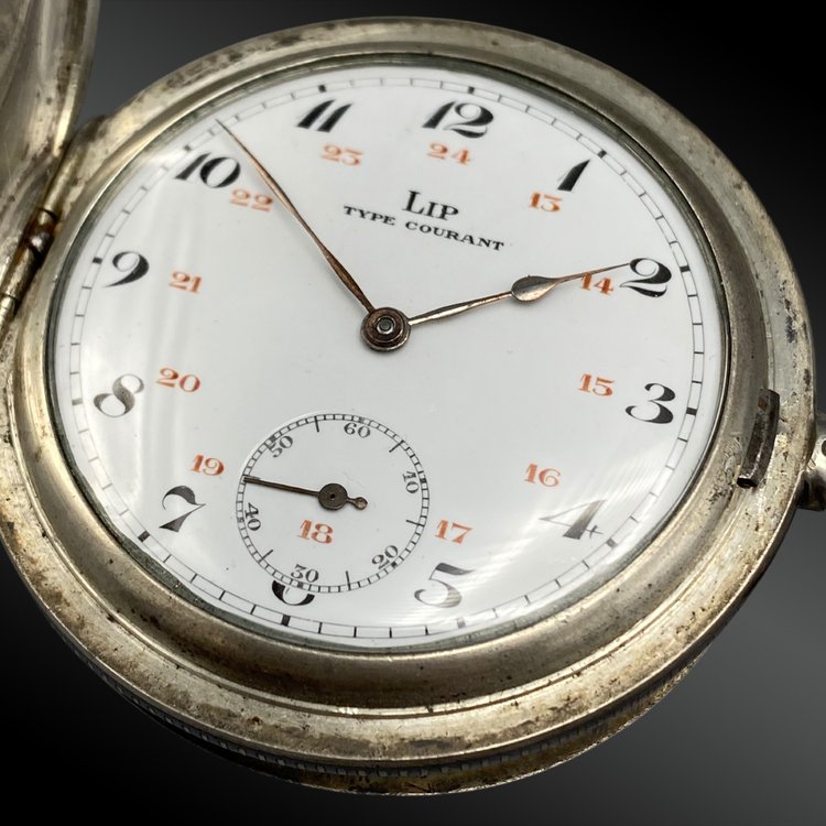 Pocket watch in niello silver, LIP Common type 20th century