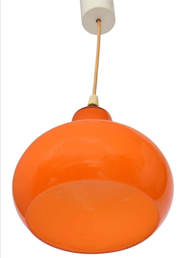 Orange opaline pendant light from the 1960s