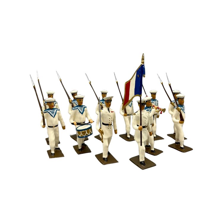 C. B. G. MIGNOT TWELVE SAILORS in WHITE marching - France - Third Republic - Around 1900