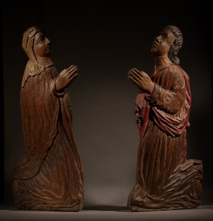 Highly decorative carved reliefs/Sculpture of a man and a woman circa 1540