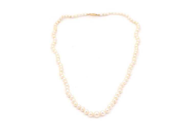 Collana di perle coltivate che cadono, chiusura in oro 18k, gioielli vintage, perla che cade