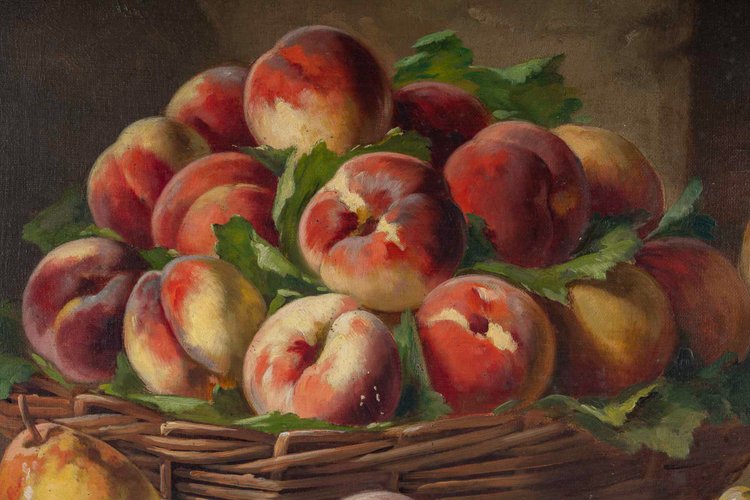 Alfred Arthur Brunel de Neuville Still Life with Peaches, Pears and Grapes Oil on canvas circa 1890