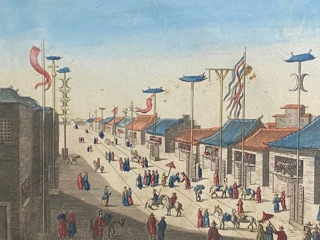 Optical View - 18th century - Perspective view of the main street of Nanquin, ancient city of China