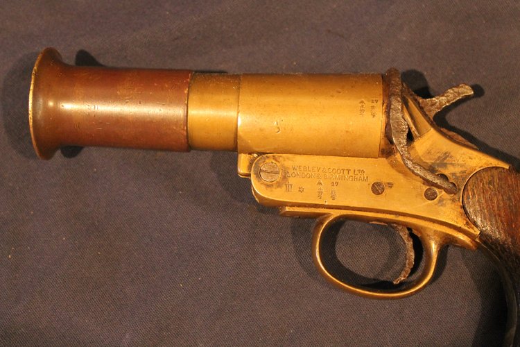 Pistola lanciarazzi Webley & Scott Royal Navy datata 1917 Esercito britannico