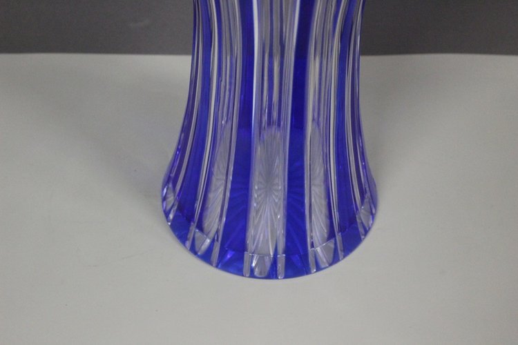 Large Bohemian Crystal Vase, Lotus Model Circa 1950