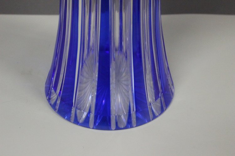 Large Bohemian Crystal Vase, Lotus Model Circa 1950