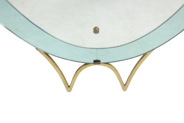 Two-tone glass and gilded brass console mirror. Circa 1950. LS60431154J