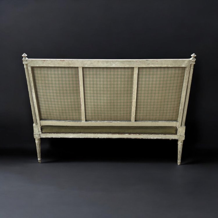 Two-seater sofa - bench in lacquered wood and Louis XVI - Directoire period tapestry