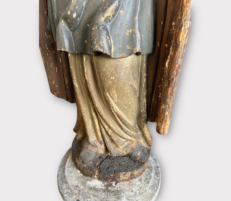 Bedeutender Heiliger aus polychromem Holz aus dem 17. Jahrhundert – Religiöse Skulptur – Heiliger – H 142 cm