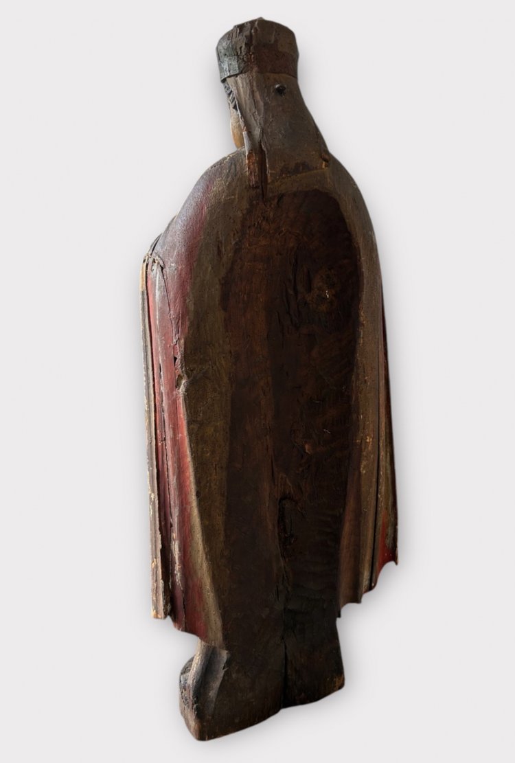 Bedeutender Heiliger aus polychromem Holz aus dem 17. Jahrhundert – Religiöse Skulptur – Heiliger – H 142 cm