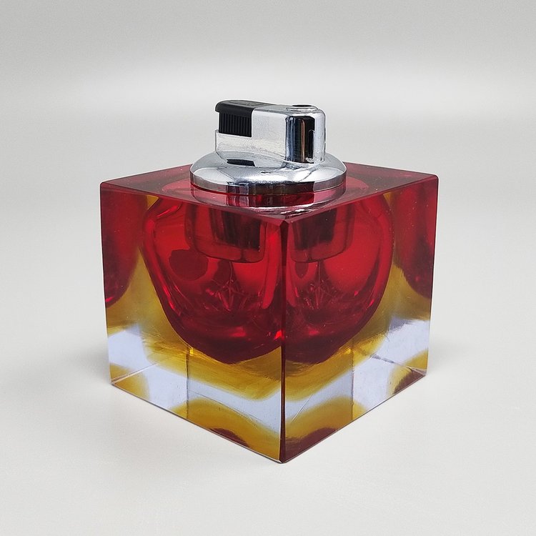 1960s Stunning Red Table Lighter in Murano Sommerso Glass By Flavio Poli for Seguso