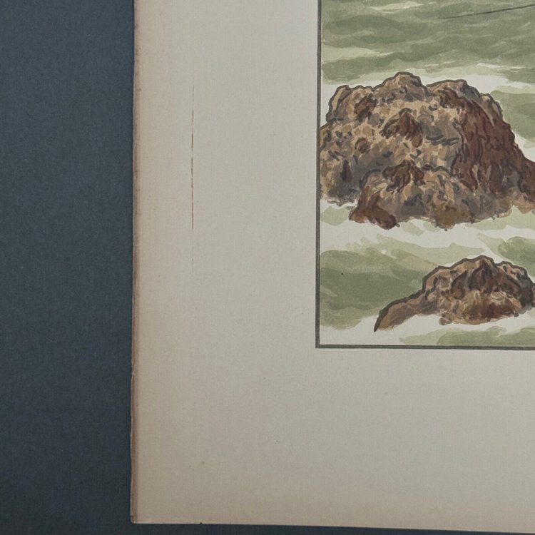 Lithograph by Henri Rivière In the Wind of Noroît - The Mosses