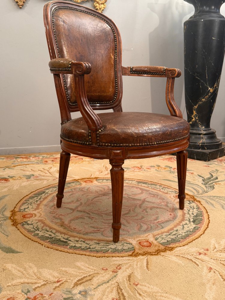 Fauteuil De Bureau En Acajou d'Epoque Louis XVI Vers 1780