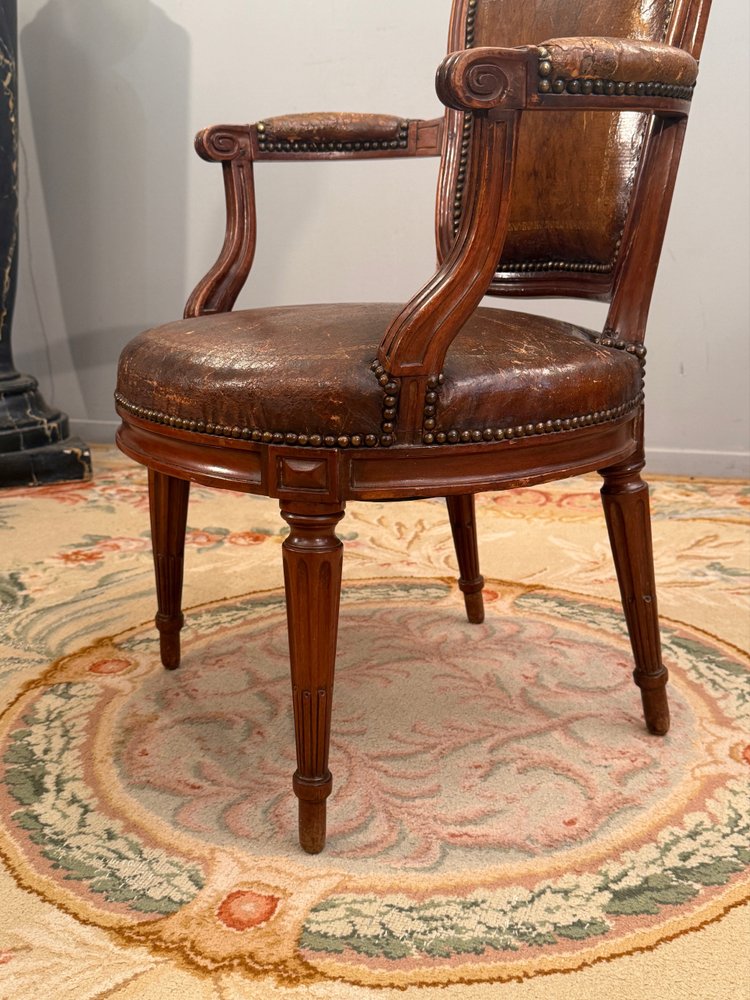 Fauteuil De Bureau En Acajou d'Epoque Louis XVI Vers 1780