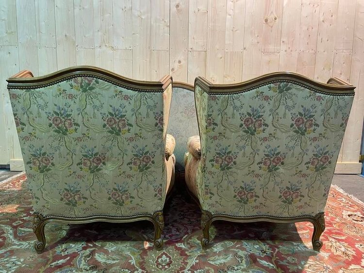 Louis XV style living room sofa and pair of armchairs