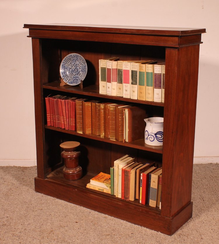 19th Century Walnut Open Bookcase - England