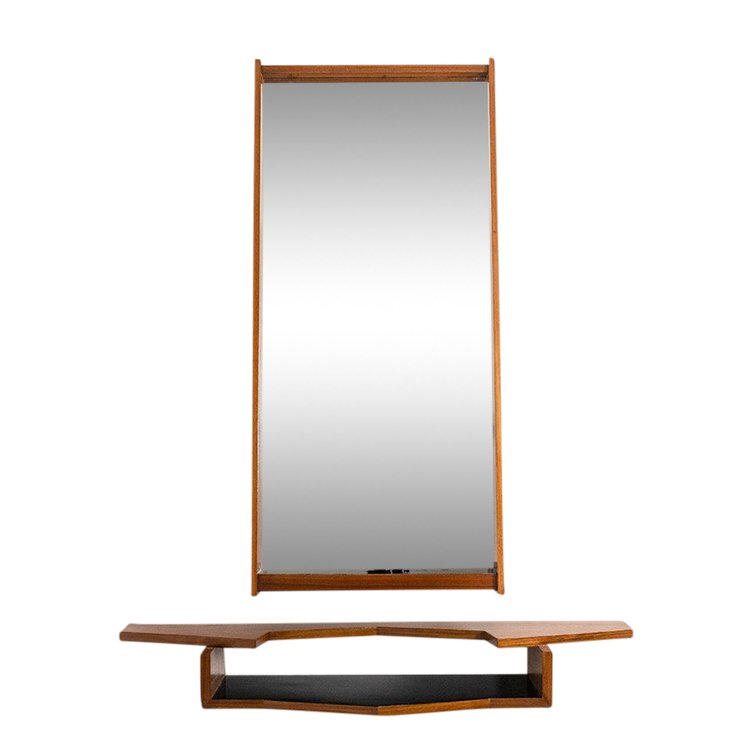 Mirror and its console in mahogany. 1970s. LS6055507