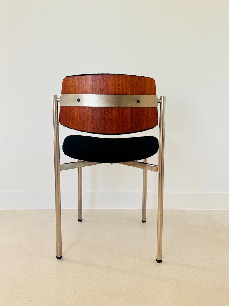 Table et  chaises de salle à manger en bois et métal, Italie années 60