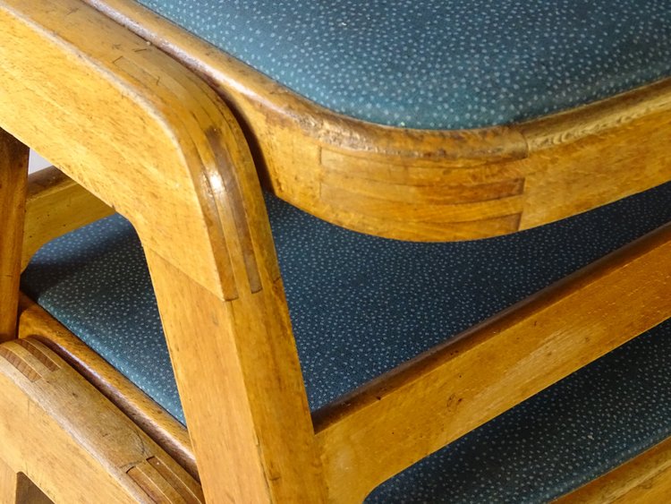 Pair of stackable MID CENTURY stools with compass legs. 1950s design