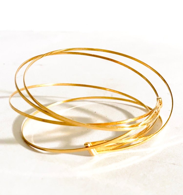 Semi-rigid multi-bangle bracelet in 18k gold