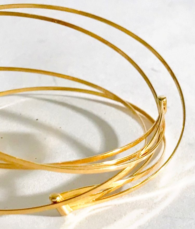 Semi-rigid multi-bangle bracelet in 18k gold