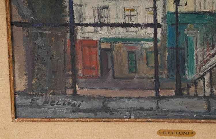 Serge Belloni (1925-2005) dit Le peintre de Paris Les escaliers de Montmartre huile sur toile