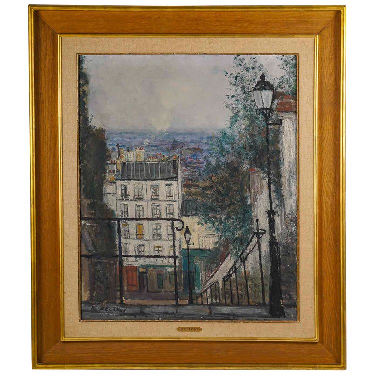 Serge Belloni (1925-2005) dit Le peintre de Paris Les escaliers de Montmartre huile sur toile