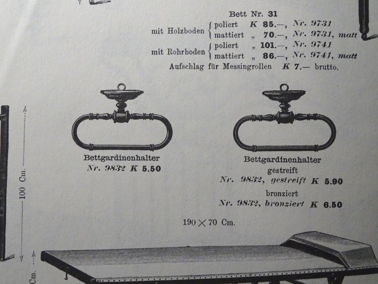 Porte rideau pour ciel de lit - baldaquin - par Thonet 1900