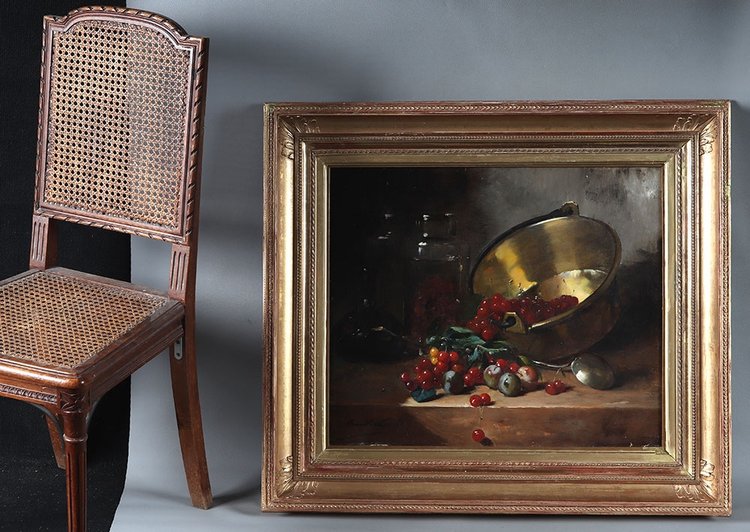 Brunel de NEUVILLE, 88 cm, Nature morte aux fruits, Ecole Française