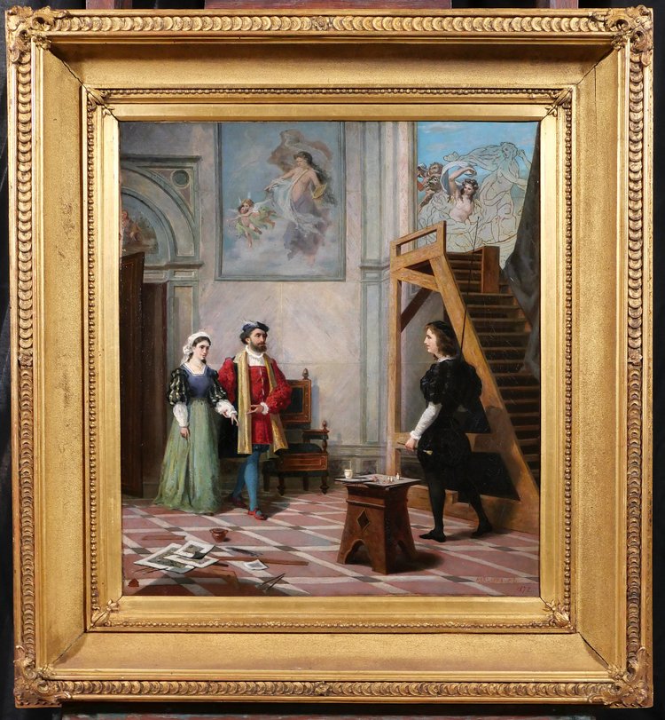 Pio Ludovico BARLAFFA, Il pittore Raffaello e la Fornarina nel suo studio, dipinto, 1872