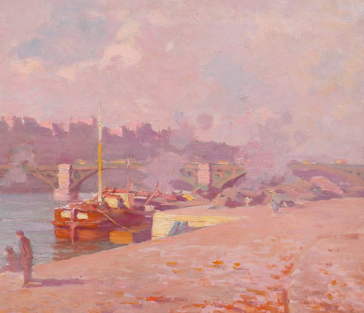 Hyacinthe ROYET 1862-1926 Paris, Pont des Saints-Pères, Landschaftsmalerei, um 1900