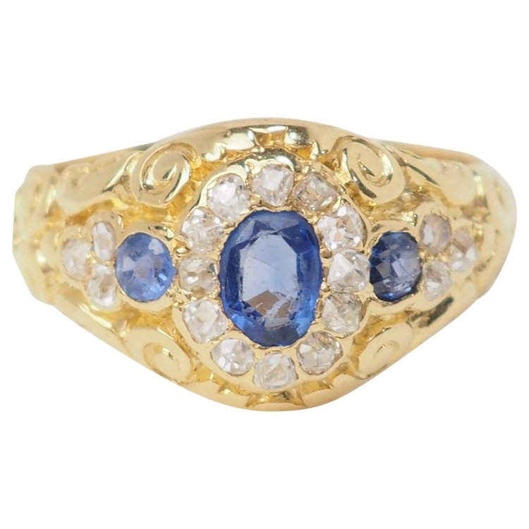 Anello con topazio azzurro in oro giallo e diamanti in vendita a Marsiglia - rf 26438 Anello con topazio azzurro in o