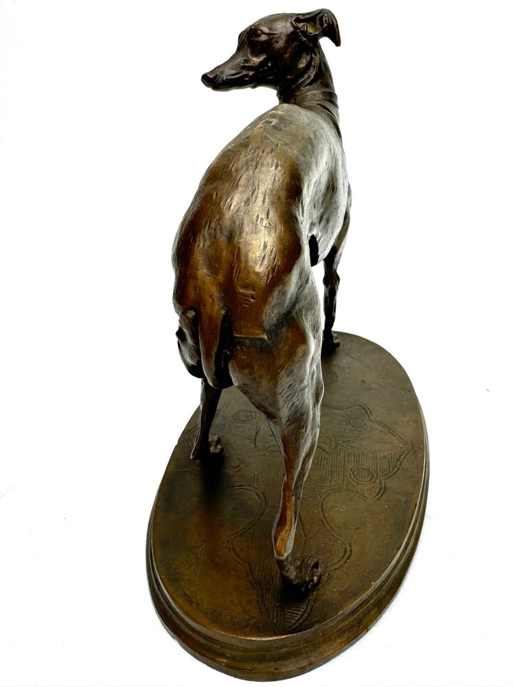 PJ Mène (dopo) Figura in bronzo di un levriero